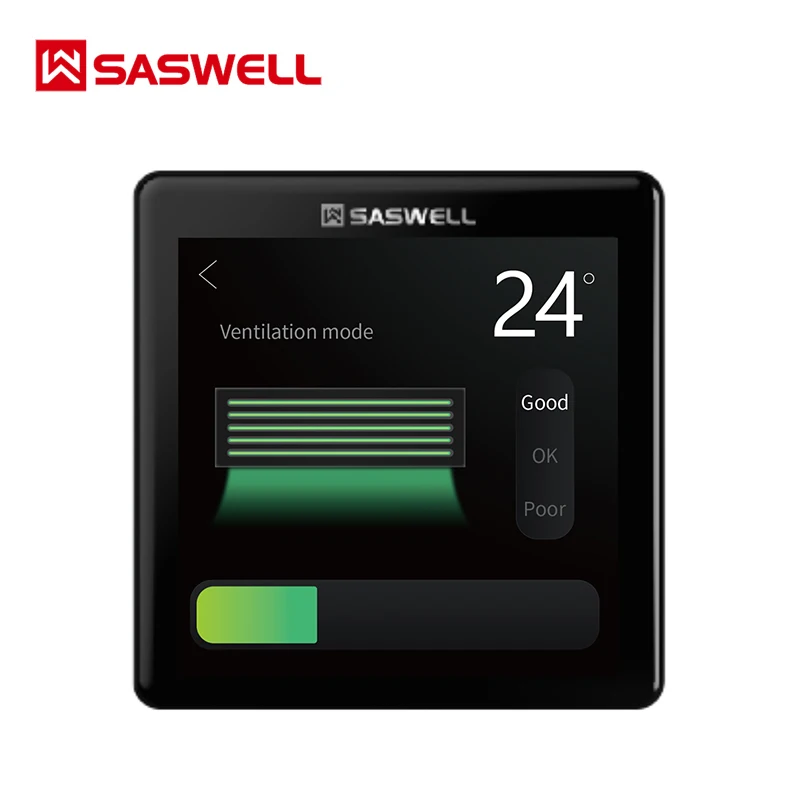Новый продукт SASWELL цветной ЖК-экран для охлаждения/обогрева/системы катушки вентилятора термостат контроллер комнатной температуры