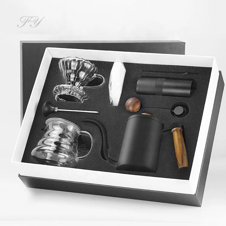 Hand-made coffee black gift box set 7-piece drip-type household coffee hand-made appliance