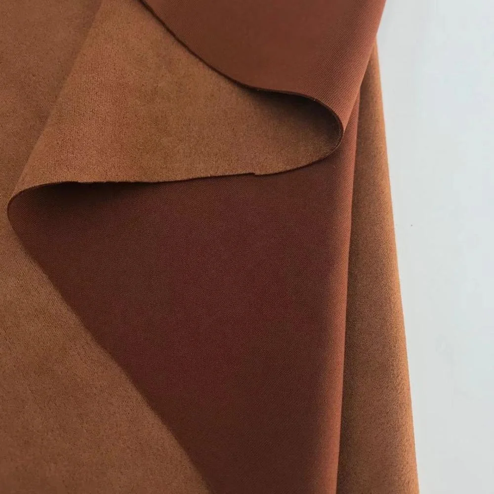 soft brown classical 100 polyester woven microfiber fabric for dress coat