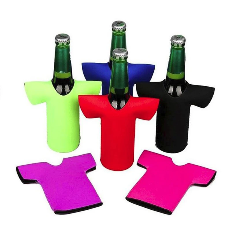T shirt shape Beer Can Coolers sleeve  Collapsible Foam Soda Cover Coolies customized logo