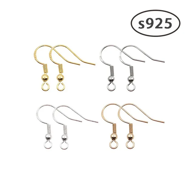 Earrings Carven 925 Silver color Copper Ear Wires Earrings Hook for DIY Jewelry Earrings Making Supplies Accessories