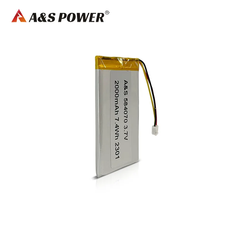 Factory Direct Sales 584070 3.7v 2000mah Rechargeable  Lithium Polymer Battery With UL2054/CB/KC/CE Certificates