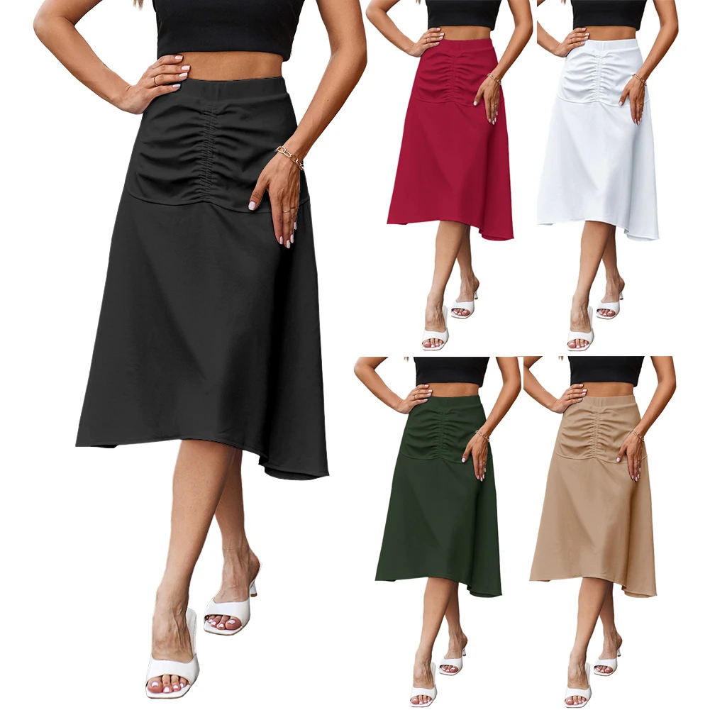 Fashion Clothes Elegant Ruched Detail Asymmetric Skirts Pattern for Women