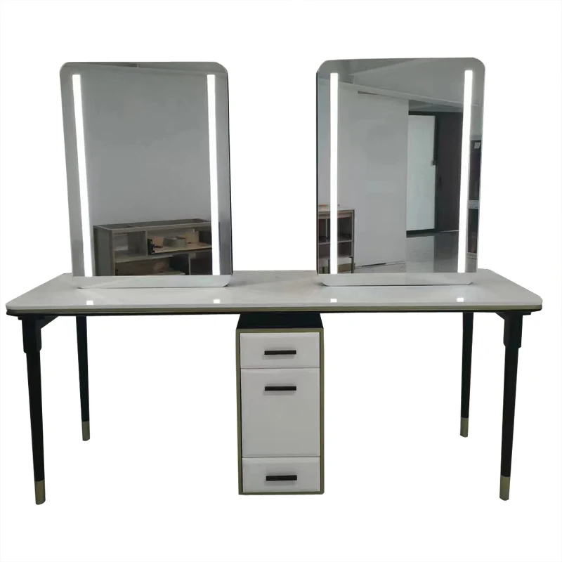 2022 Hot Sale Special Style Double LED Mirror Station Used  Total Station For Sale Lighted Salon Stations 10 Years Life