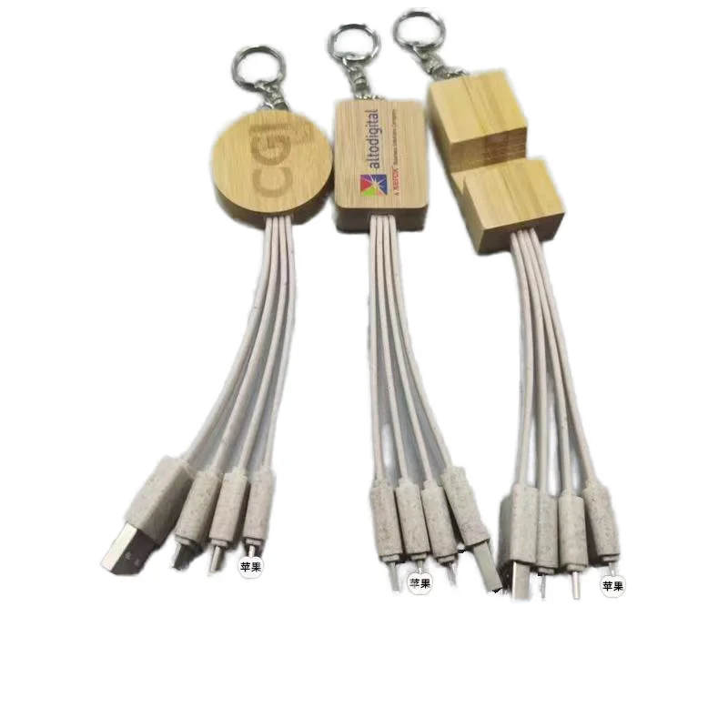 Бамбуковый кабель 3 в 1 для передачи данных Micro-USB Чистый медный Тип c мобильного телефона рекламные подарки