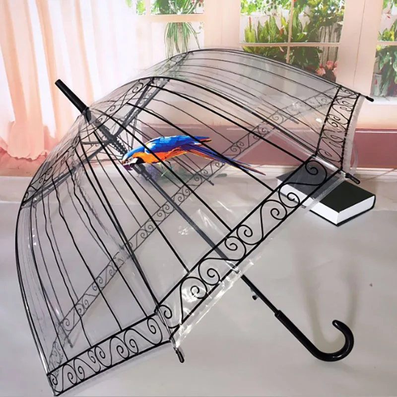 Custom Design Logo Clear Dome Umbrella Cheap Transparent Umbrella With Plastic Hook Handle