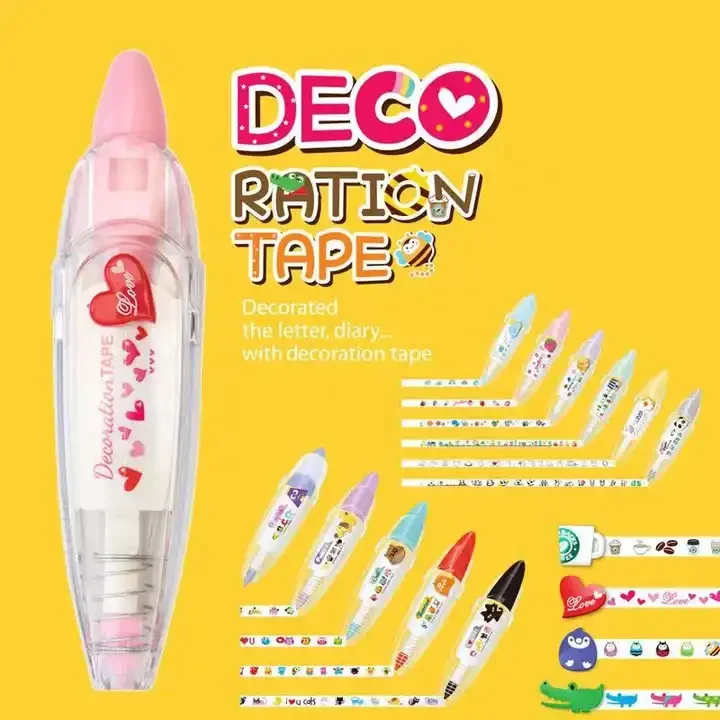 Cartoon Pattern Sticker Tape Pen Fun Stationery Notebook Diary Decorative Tape Label Sticker Cartoon Pattern Sticker Tape Pen