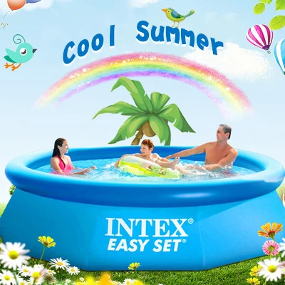 INTEX 28166 457*107CM Round Blue Family Inflatable Above Ground PVC Swimming Pool for Family Swimming