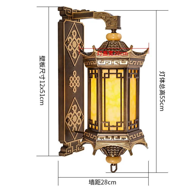 Outdoor waterproof marble Chinese square courtyard corridor and scape community hotel wall lamp