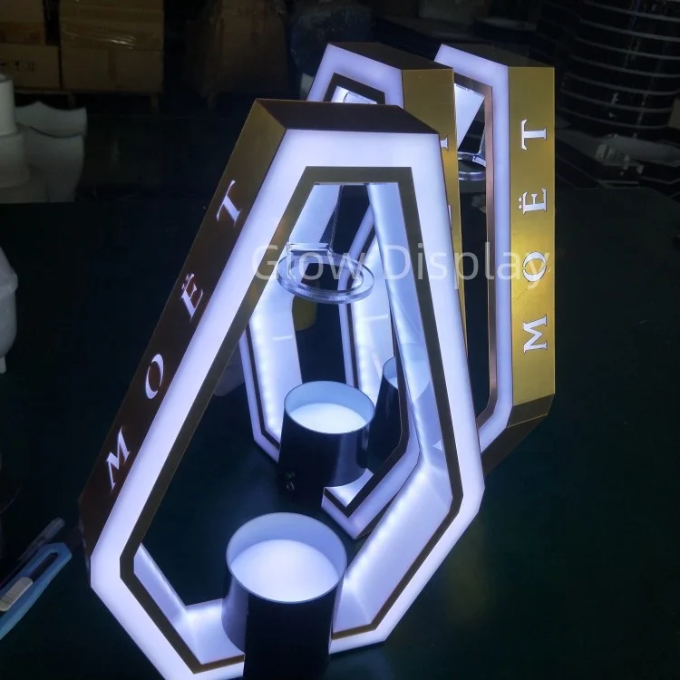 OEM Custom Rechargeable Display Wine M o e t Champagne Bottle Stand Led Glorifier Presenter for Bar Party Clup