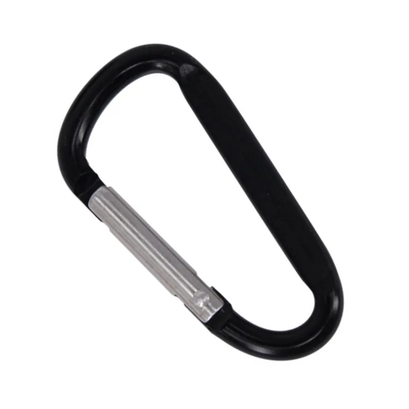 HXY 60*30*5.2MM D Shape Flat Side Silver Gate Cheap Aluminum Carabiner Snap Hook Keychain For Camping, Holding, Promotion
