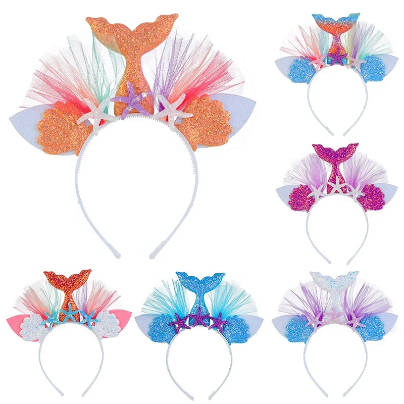 Fashion Party Favor Girls Mermaid Princess Swimsuit Costume Accessories Flowers Wreaths Crown Headpiece Mermaid Headband