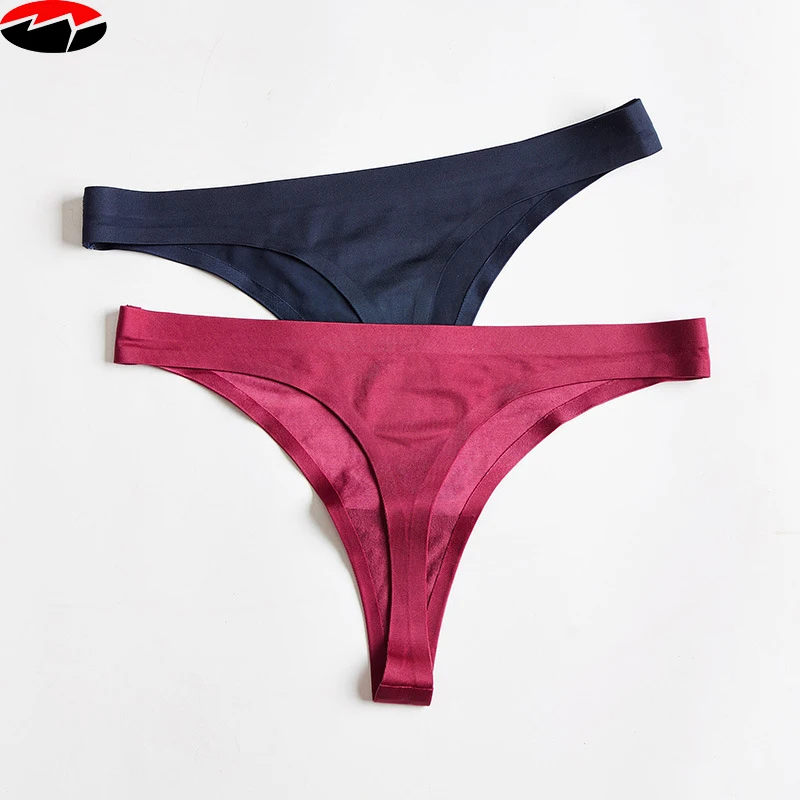 Sexy Ladies Tangas Ice Silk Fabric Hot Pressing Adhesive Process Underwear Bonded Briefs Thongs