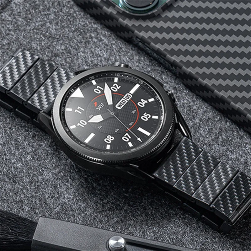 CAOWTAN Luxury Watch Strap for Huawei GT2 3 20mm 22mm Band for Samsung Watchbands 4 5 Pro Classic Carbon Fiber Pattern Strap