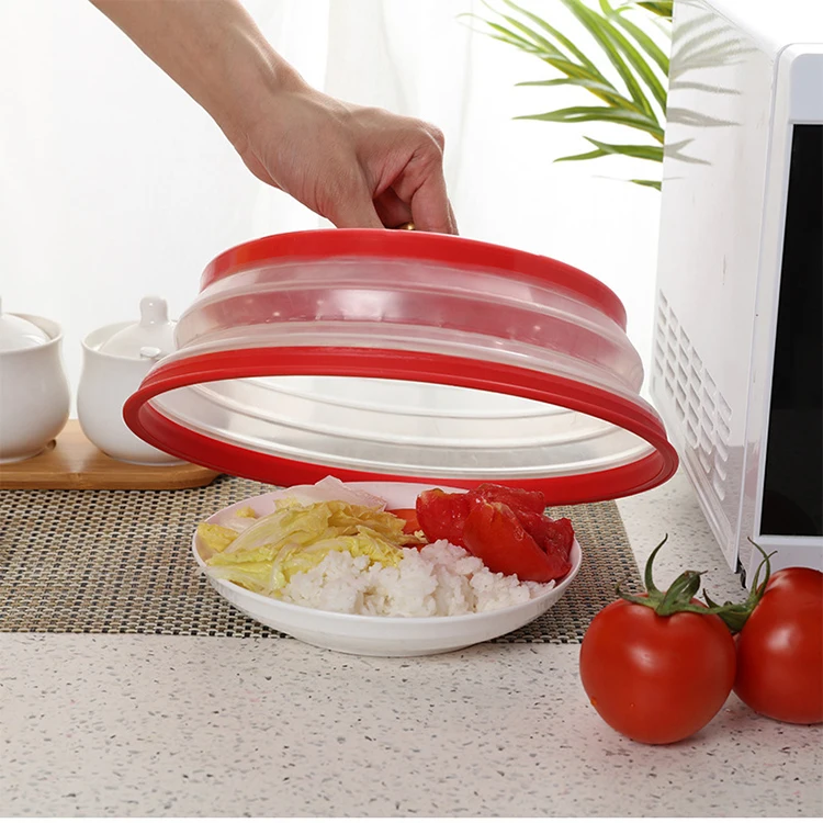 Kitchen Gadget Splatter Guard & Colander Vented Collapsible Medium Microwave Cover for Food & Meal Prep
