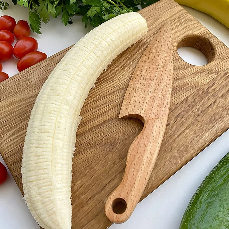 Montessori Handmade Craft Wood Handle Wooden Kids Knife for Kitchen