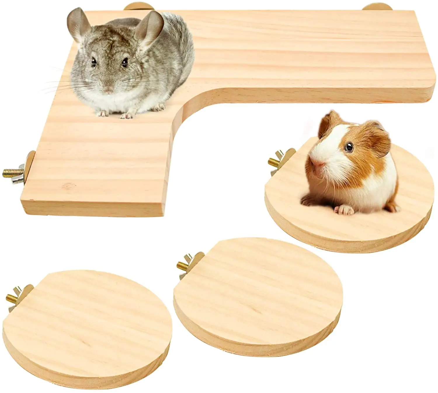 Squirrel gerbil Chinchilla and hamster cage platform L-shaped wooden hamster pedal