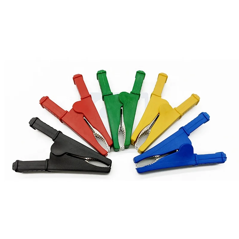 30A 75MM Brass With Nickel Plated Plastic Cover Four Color Test Battery Clip