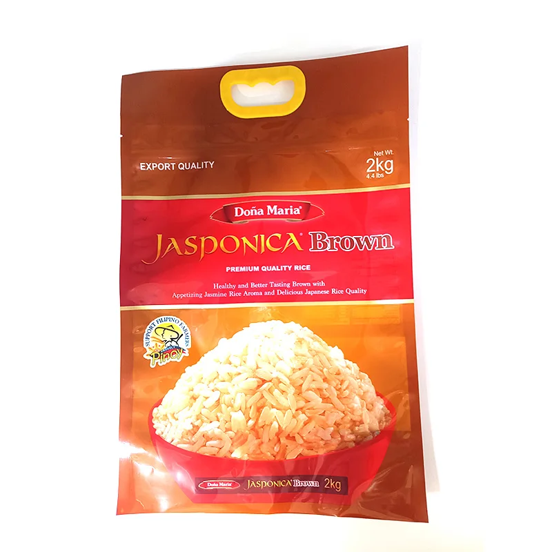 2KG  Basmati Rice Packaging Bag Flat Bottom Pull Tab Zip Lock Rice Pouches Food Grade Plastic Pouch With Window