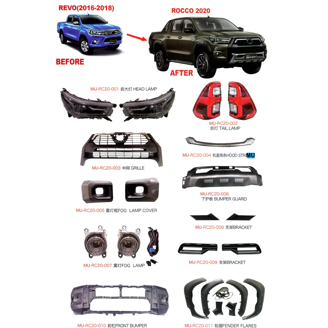 MUSUHA Body Kits For Toyota Hilux Revo 2016 2017 2018 Upgrade to Hilux Rocco 2020
