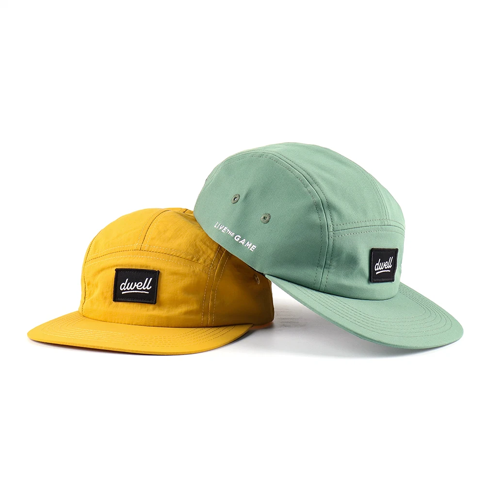 Waterproof Shallow 5 Panel Caps Hats Custom Nylon 5 Panels Hat Custom Logo Camp Caps