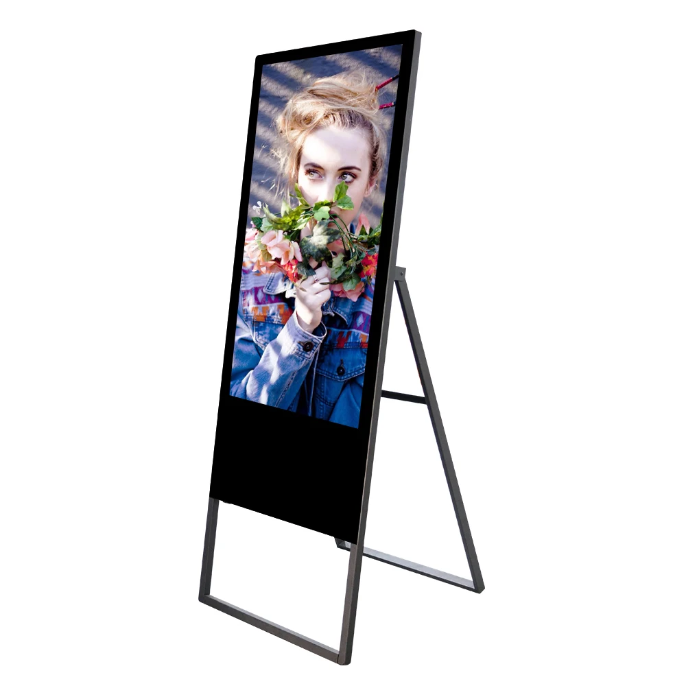 49 55 Inch Moveable Foldable Display Advertising Screen Portable Lcd Digital Signage Poster  in Restaurant Shopping Mall