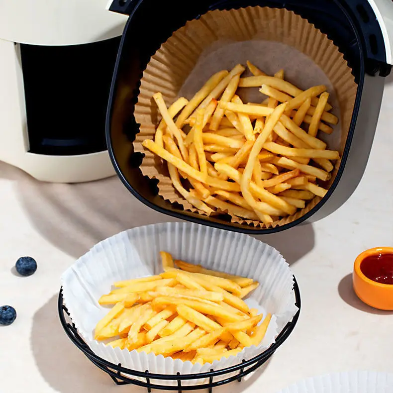 Food Container Bowl Air fryer Round Biodegradable Kraft Tray Parchment Liner Plates Disposable White Baking Paper