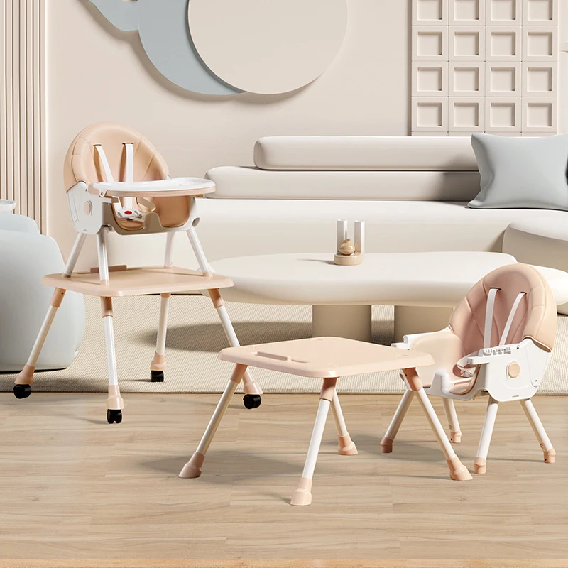 OEM Foldable Multifunction height adjustable Collapsible Baby feeding chairs Toddler dining high chair with table
