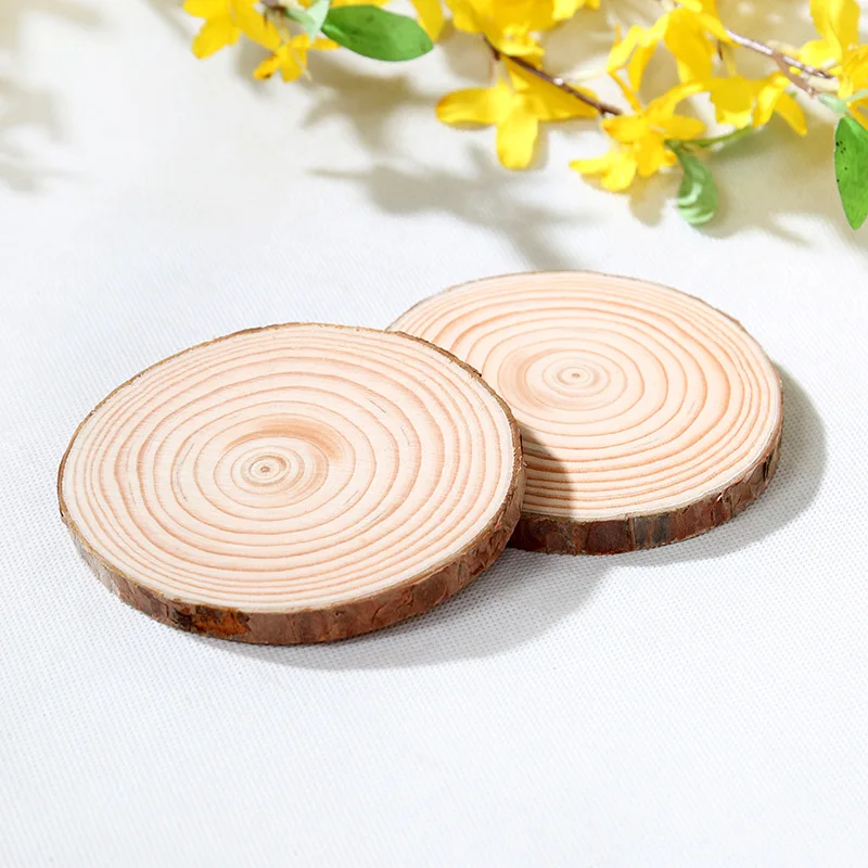 Natural Pine Blank Diy Painting Decoration Craft Wood Pieces Baby Monthly Milestone Craft Wooden Discs Round Blocks Wholesale