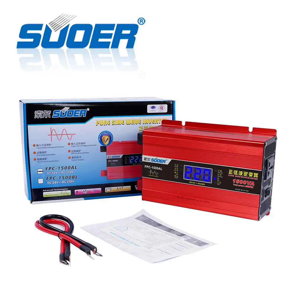 Suoer inverter charger 12 v to 220 v pure sine wave 1500w off-grid inverter for home appliance