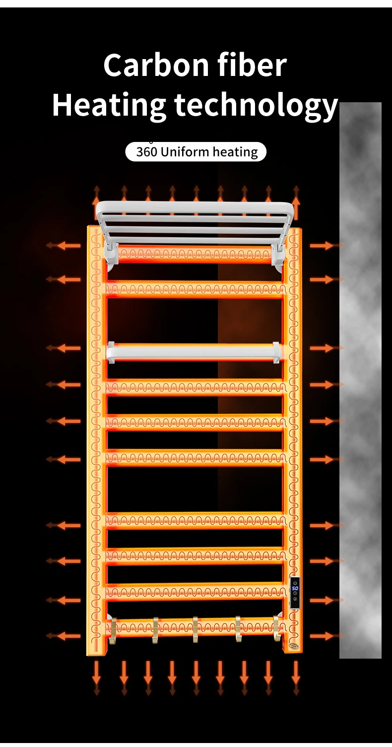 High Quality No-Punch Heated Towel Drying Rack Specialized Electric Heated Towel Rack For Bathroom Heated Towel Rack
