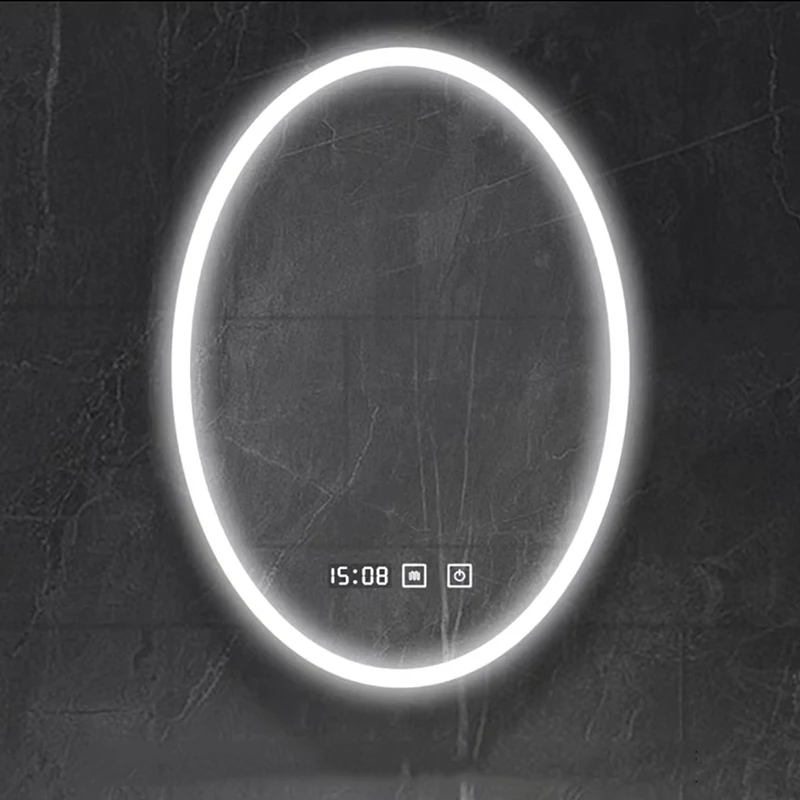 Bath Anti Fog Oval Led Shower Mirror Intelligent Modern Wall Sensor Touch Smart Mirror For Bedroom