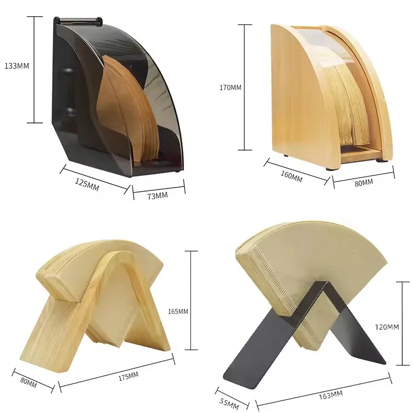 Customized Logo Coffee acrylic filter paper storage box Fan filter paper dust storage box filter paper holder