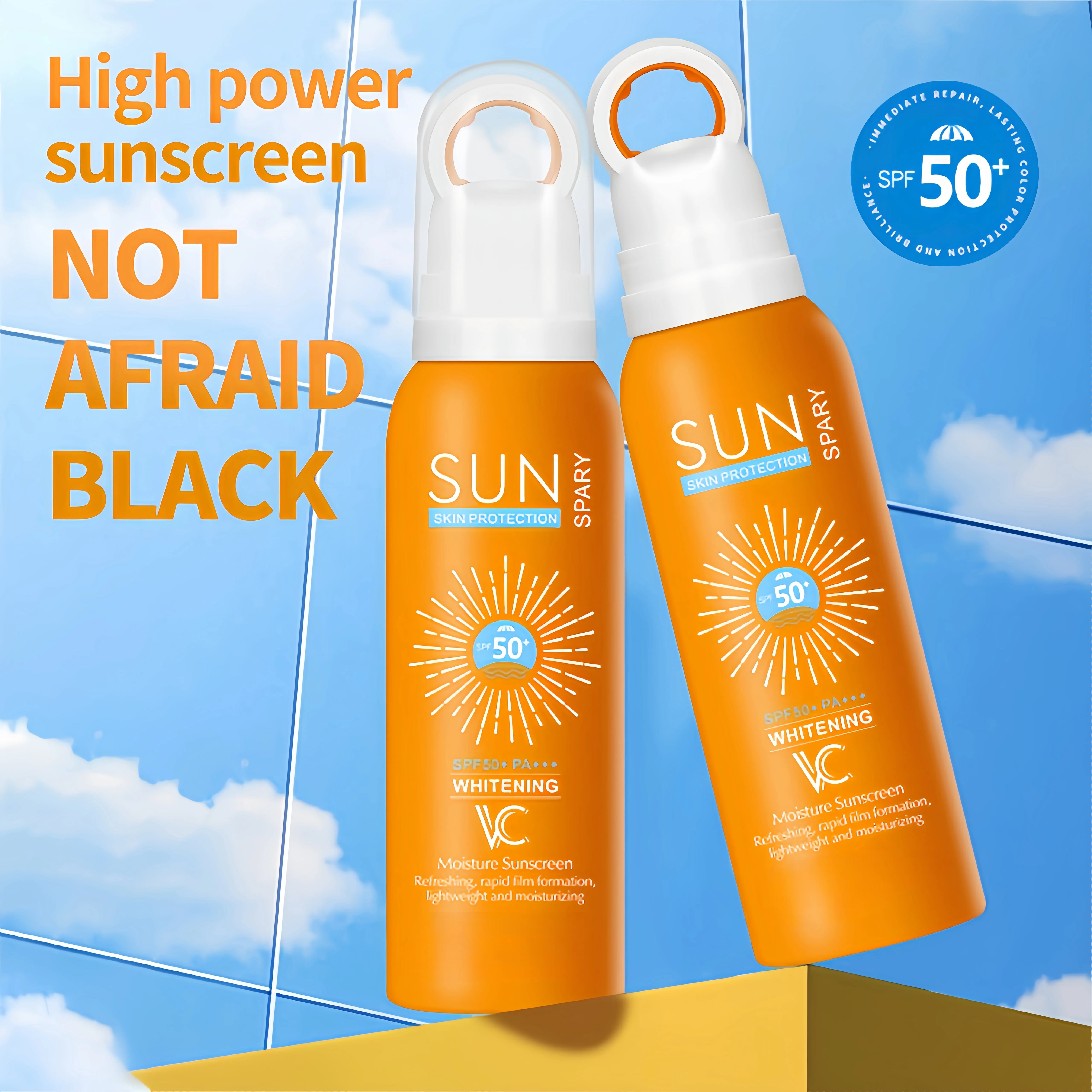 Summer Breathable outdoors PA+++ Sunscreen spray refreshing non greasy sunscreen SPF50+ wholesale body and face sunscreen cream