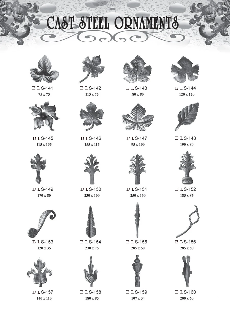 350x100mm wrought iron universal elements leaves leaf for gate fence railing handrail