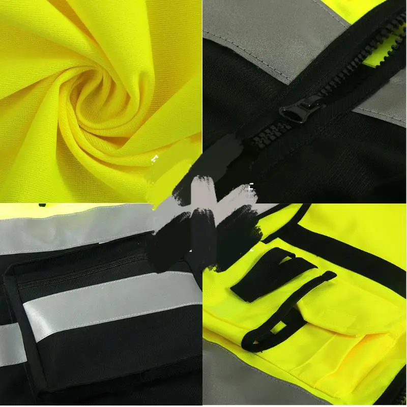 Construction Safety Vest Reflective Zipper Suit Workwear Car Driving School Environmental Sanitation High Visibility Better