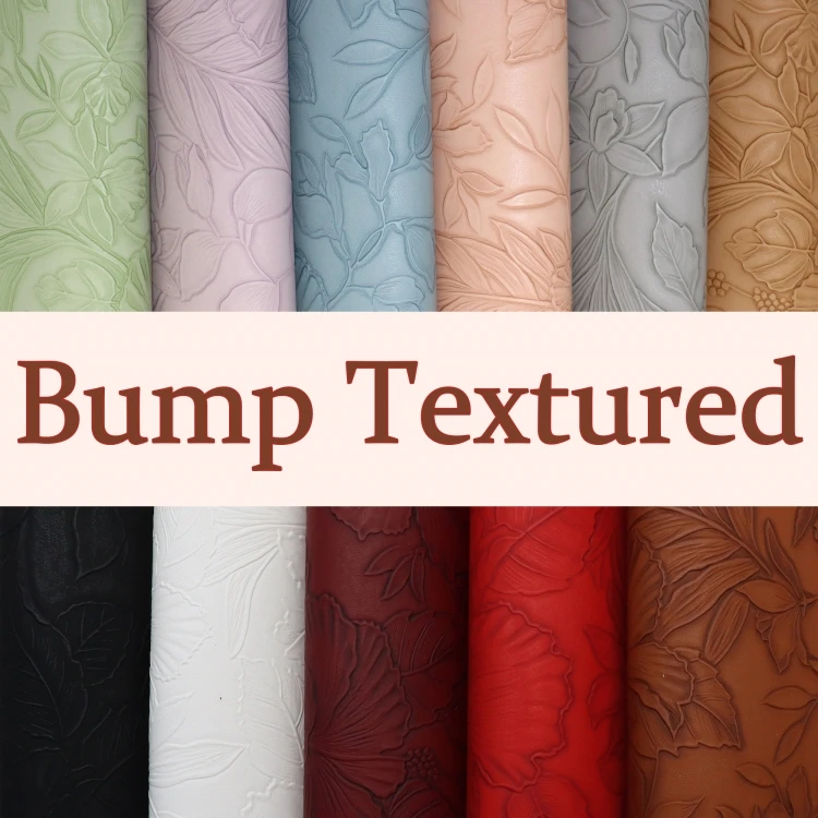 30x140cm Bump Textured Flowers Leaves Embossed Faux Leather Sheets Solid Color Synthetic Leather Fabric for DIY Craft 49596