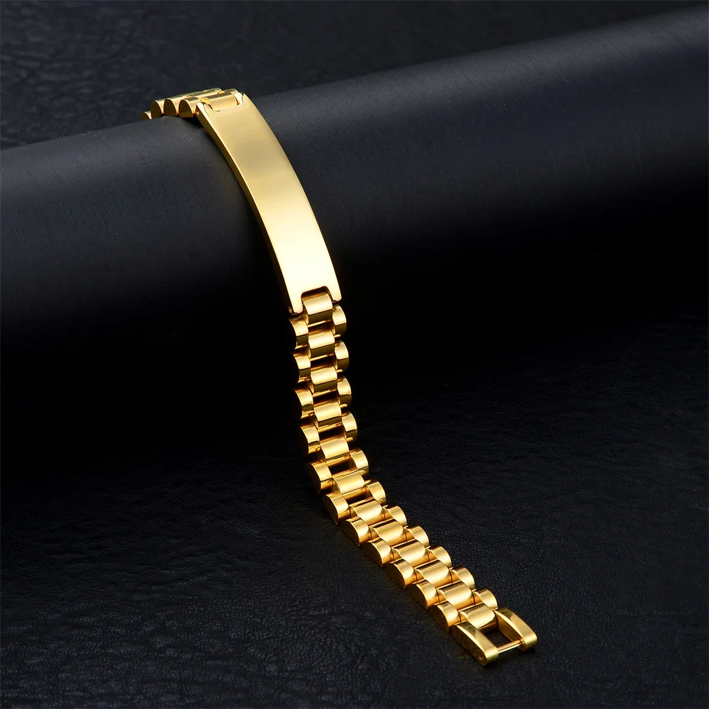 luxury jewelry custom 18K gold plated stainless steel watch link chain bracelet for men