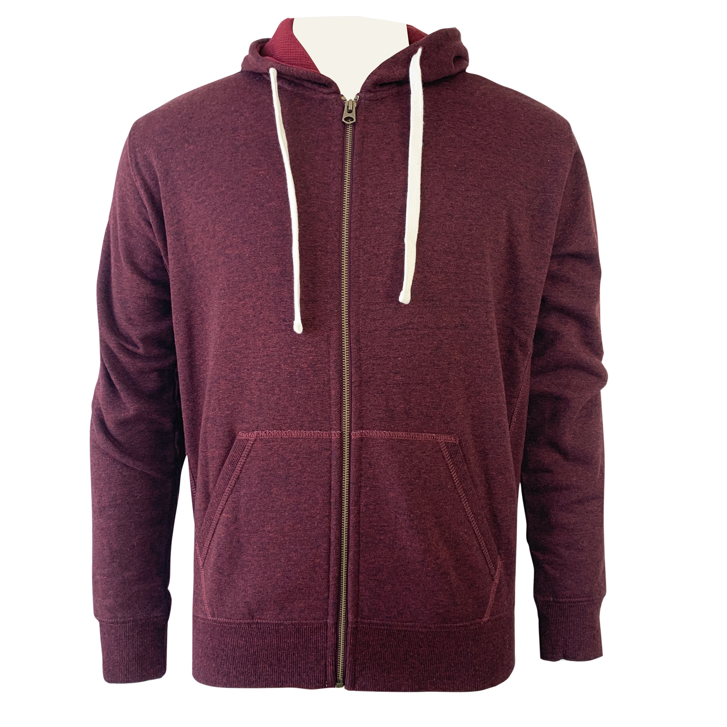 Повседневный темно-красный винный теплый пуловер с логотипом на заказ, мужские зимние толстовки на молнии