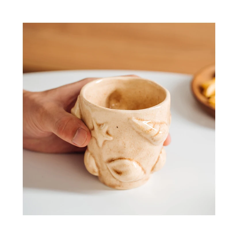 Wholesale handmade nordic cheap european gift set ceramic coffee tea cups with ocean decoration