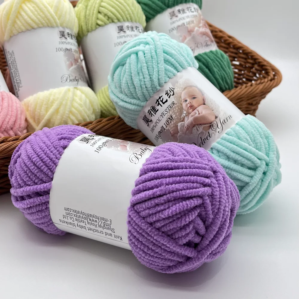 35 colors avaliabel Ultra-Soft Velvet chenille Yarn - Gentle on Skin for Baby Accessories and Clothing