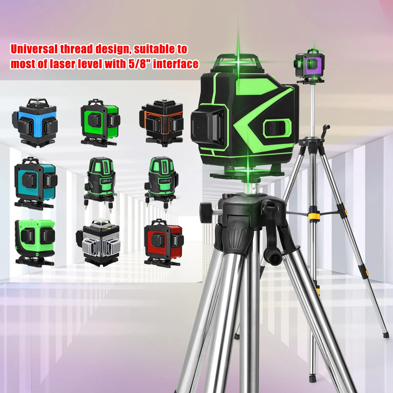 1.2M Three Height Adjustment Stainless Steel Extension Bar Tripod Stand For Laser Level with Bubble-level