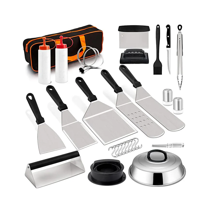 Stainless Steel BBQ Tools Set Barbecue Grill Cover Spatula Tongs Accessories Utensils Set Steak Set For Kitchen Outdoor Party