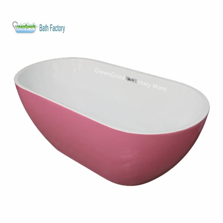 Розовая Акриловая поверхность, овальная автономная ванна из смолы