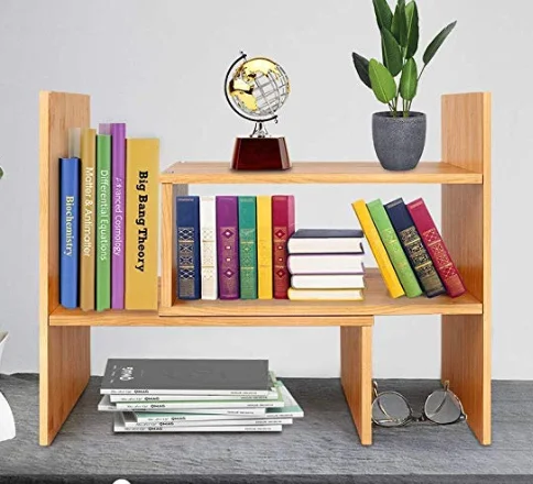 bamboo bookshelf desk storage organizer