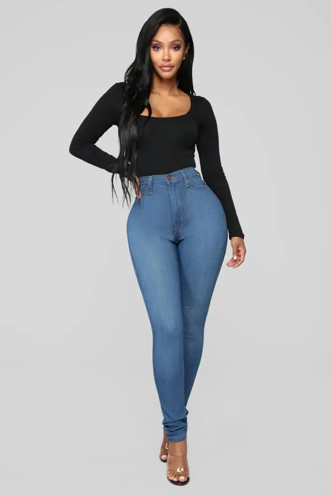 
Customized Design Available Blue Jeans for Women High Waisted Stretch Skinny Jeans 