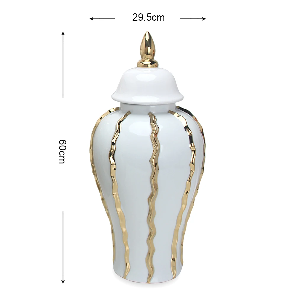 J200 ceramic gold and white ginger jar porcelain tabletop jar home decor porcelain sets