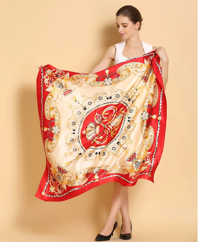 Silk feeling Digital Print on Polyester Scarf Italy Design Head Hijab 100% Polyester Square Scarf