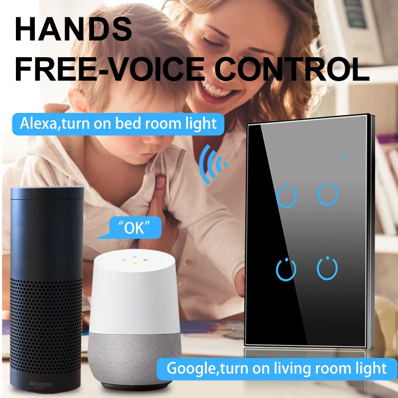 Tuya переключатель Wi-Fi 220v приложение smart life нейтральный провод работать с Alexa Google Home 110V 1/2/3 Gang