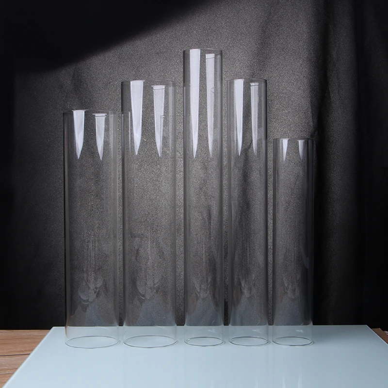 Inner Dia 90mm Customized Sizes Open Ended Glass Candle Holder Tube Chimney For Crystal Candlesticks Low MOQ